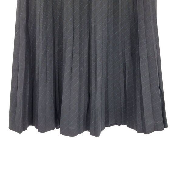 Ann Taylor Loft Pleated Midi Skirt 0 Black Blue Plaid Wool Knee Full Academia - Picture 7 of 9